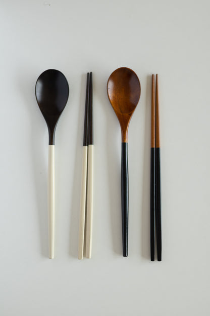 wood lacquered cutlery set 天然漆木製餐具組