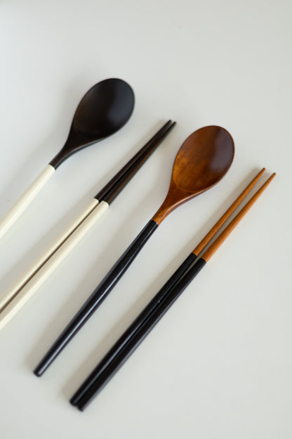 wood lacquered cutlery set 天然漆木製餐具組